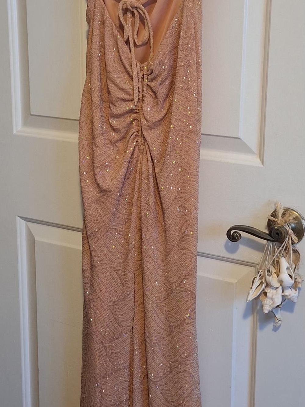 Windsor Sparkle Ruched Strappy Midi Dress in Rose Gold - Picture 7 of 10